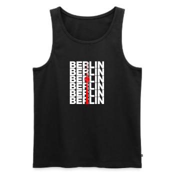 BERLIN TV TOWER, ALEX LANDMARK DIT IS BERLIN - Men's Premium Organic Tank Top - black - Front - AI Model Male 178 light (178cm)