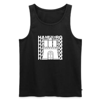 HAMBURG STADTTOR, HANSE, MOIN, HH - Männer Premium Bio Tank Top - Schwarz - Vorne - AI Model Male 178 light (178cm)