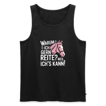 Reiterin Reiten Sprüche Warum ich reite - Männer Premium Bio Tank Top - Schwarz - Vorne - AI Model Male 178 light (178cm)