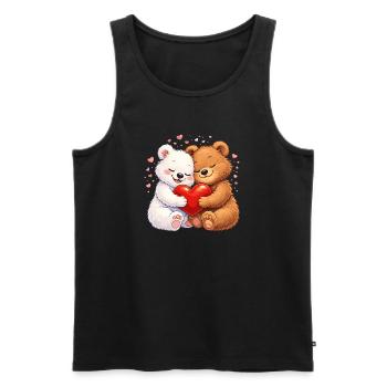 Verliebte Bären mit Herz – Valentinstagsmotiv - Männer Premium Bio Tank Top - Schwarz - Vorne - Michal (187cm)