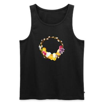 Couronne de printemps avec motif de Pâques et de printemps - Débardeur bio Premium Homme - noir - Devant - AI Model Male 178 light (178cm)