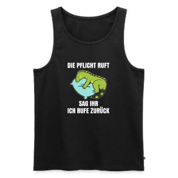 Duty calls, tell her I'll call back - Men's Premium Organic Tank Top - black - Front - AI Model Male 178 light (178cm)