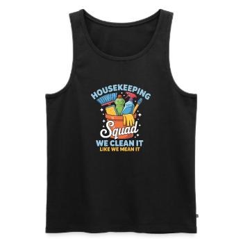 Funny Cleaning Design - Men's Premium Organic Tank Top - black - Front - AI Model Male 178 light (178cm)