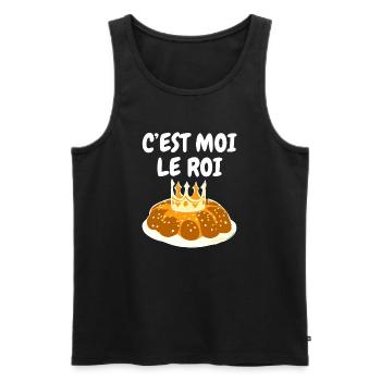 Humour Galette des Rois C'est Moi Le Roi - Débardeur bio Premium Homme - noir - Devant - AI Model Male 178 light (178cm)