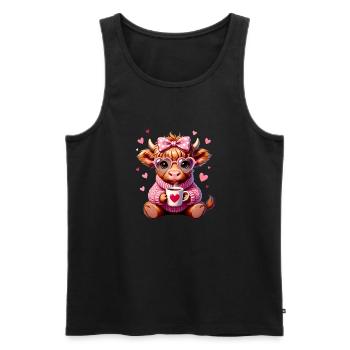 Süßes Liebes Kaffee Kälbchen Mit Herz - Männer Premium Bio Tank Top - Schwarz - Vorne - AI Model Male 178 light (178cm)