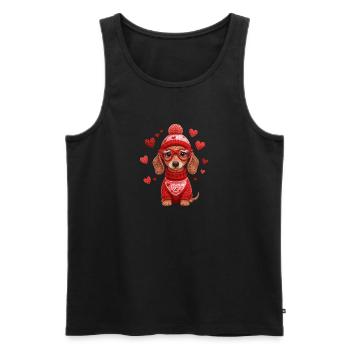 Motif de cœur de la Saint-Valentin d’amour des teckels - Débardeur bio Premium Homme - noir - Devant - Michal (187cm)