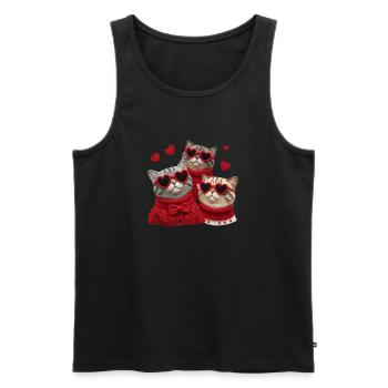 Valentine's cats with heart glasses and sweaters - Men's Premium Organic Tank Top - black - Front - AI Model Male 178 light (178cm)