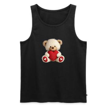 Niedlicher Häkel Teddybär Mit Rotem Herz - Männer Premium Bio Tank Top - Schwarz - Vorne - Michal (187cm)
