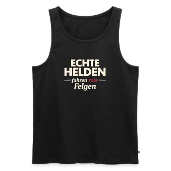 Echte Helden fahren rote Felgen – Landwirtschaft - Männer Premium Bio Tank Top - Schwarz - Vorne - AI Model Male 178 light (178cm)