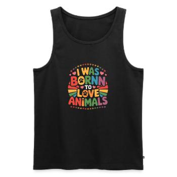  I Was Bornn To Love Animals Bunte Tierliebe - Männer Premium Bio Tank Top - Schwarz - Vorne - Michal (187cm)