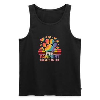 Every Pawprint Changes My Life Rainbow Paw - Men's Premium Organic Tank Top - black - Front - AI Model Male 178 light (178cm)