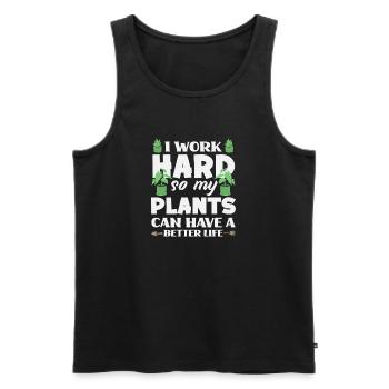 Work Hard Plant Lover Gerdener Gardening - Männer Premium Bio Tank Top - Schwarz - Vorne - AI Model Male 178 light (178cm)