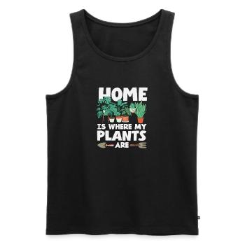 Maison où mes plantes sont amoureuses des plantes - Débardeur bio Premium Homme - noir - Devant - Michal (187cm)