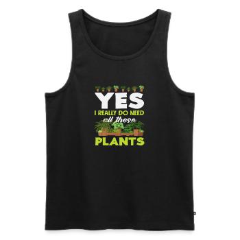 Amateurs de plantes, j’ai besoin de toutes ces plantes - Débardeur bio Premium Homme - noir - Devant - Michal (187cm)