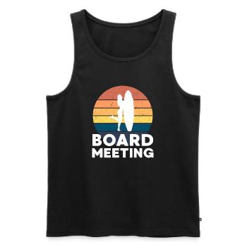 Surfing Board Meeting - Men's Premium Organic Tank Top - black - Front - AI Model Male 178 light (178cm)