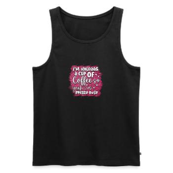 Coffee & Activity: Cute Coffee Sign - Men's Premium Organic Tank Top - black - Front - AI Model Male 178 light (178cm)