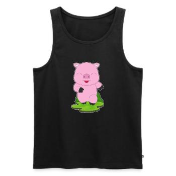 Pig Jogger Jogging Sport - Men's Premium Organic Tank Top - black - Front - Michal (187cm)