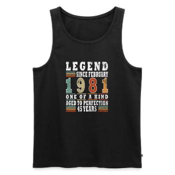 February 1981 Jubilee 1981 Legends February - Men's Premium Organic Tank Top - black - Front - Michal (187cm)