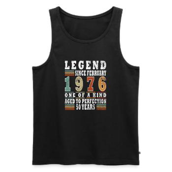 Février 1976 Jubilé 1976 Légendes Février - Débardeur bio Premium Homme - noir - Devant - Michal (187cm)
