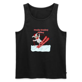 Punker Esel fährt Ski, Comicfigur, Rot, Weiß - Männer Premium Bio Tank Top - Schwarz - Vorne - AI Model Male 178 light (178cm)