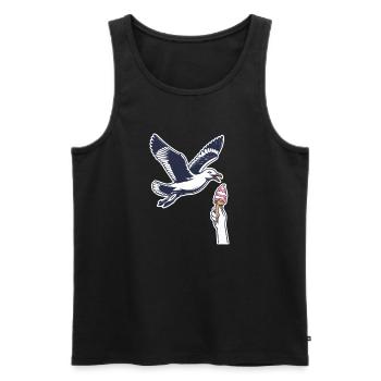 Lustige Möwe Stiehlt Eiscreme - Männer Premium Bio Tank Top - Schwarz - Vorne - AI Model Male 178 light (178cm)