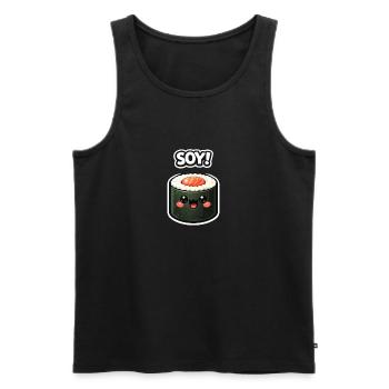 Kawaii Sushi Roll Soy Sticker - Männer Premium Bio Tank Top - Schwarz - Vorne - AI Model Male 178 light (178cm)