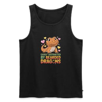  Easily Distracted By Bearded Dragons Lustiger - Männer Premium Bio Tank Top - Schwarz - Vorne - AI Model Male 178 light (178cm)