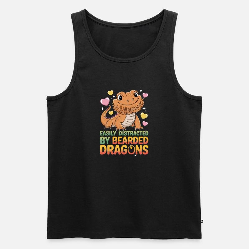 Easily Distracted By Bearded Dragons Lustiger - Männer Premium Bio Tank Top - Schwarz