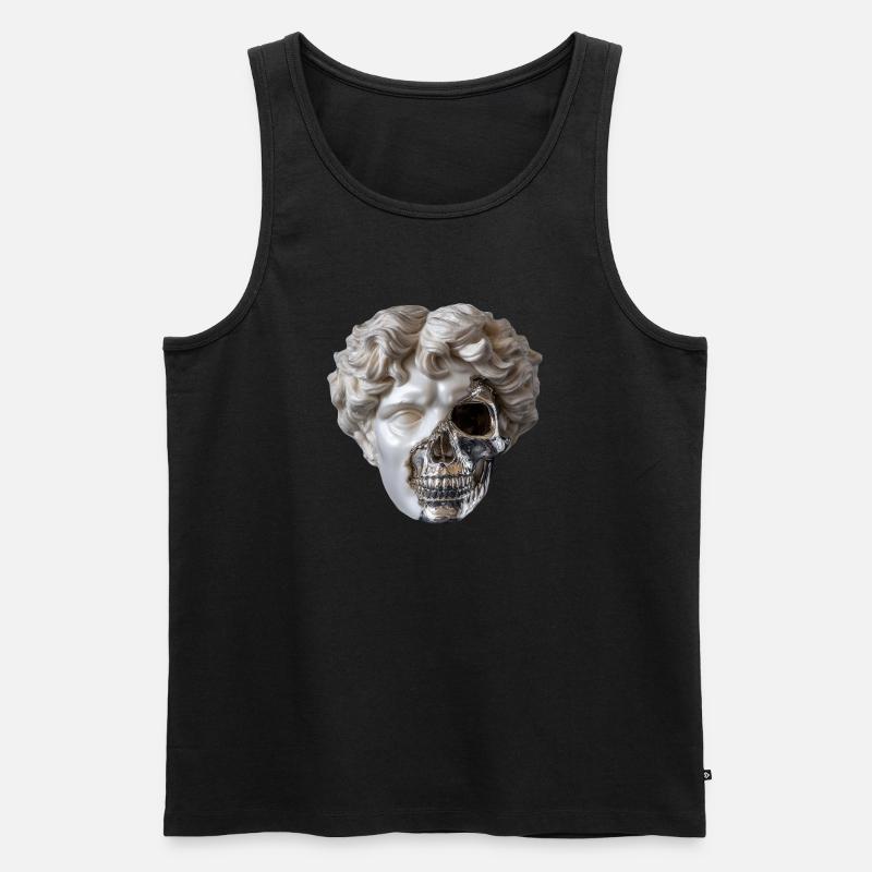 Klassik trifft Stahlskull - Männer Premium Bio Tank Top - Schwarz