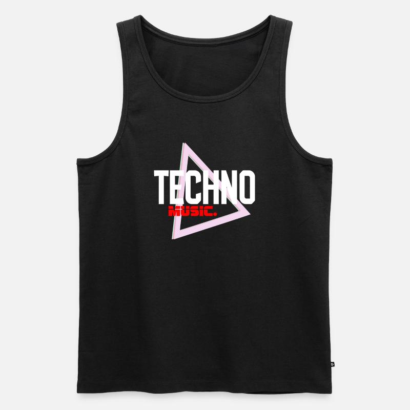 Techno Neon Triangle Pulse - Men's Premium Organic Tank Top - black