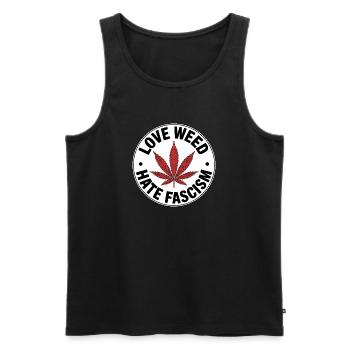 Love Weed, hate Fascism - Antifascist Merch - Men's Premium Organic Tank Top - black - Front - Michal (187cm)