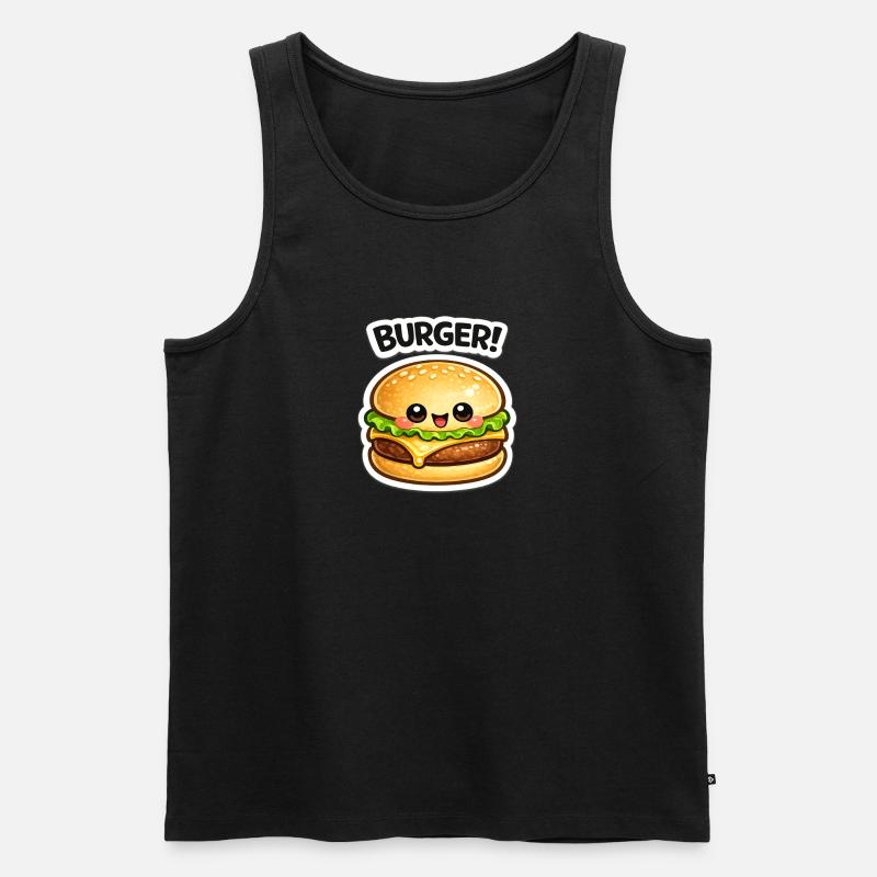 Kawaii Burger Maskottchen Jubel - Männer Premium Bio Tank Top - Schwarz