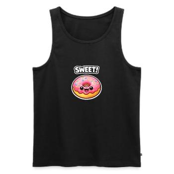 Kawaii Donut Rosa Zuckerguss - Männer Premium Bio Tank Top - Schwarz - Vorne - AI Model Male 178 light (178cm)