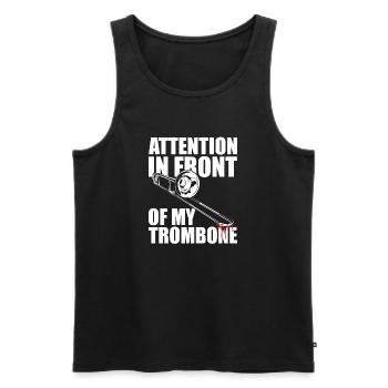Attention Tromboniste Tromboniste Tromboniste - Débardeur bio Premium Homme - noir - Devant - Michal (187cm)