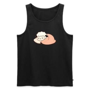 Sleeping Sheep with Pillow – gentle, calm - Men's Premium Organic Tank Top - black - Front - Michal (187cm)