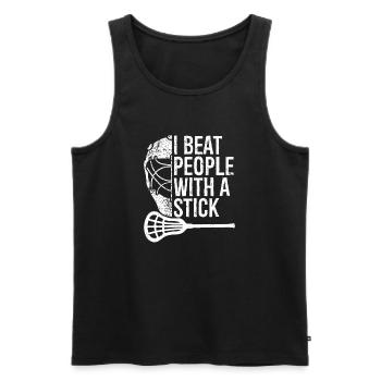 Lacrosse Lax Player Beat People with A Stick - Männer Premium Bio Tank Top - Schwarz - Vorne - AI Model Male 178 light (178cm)