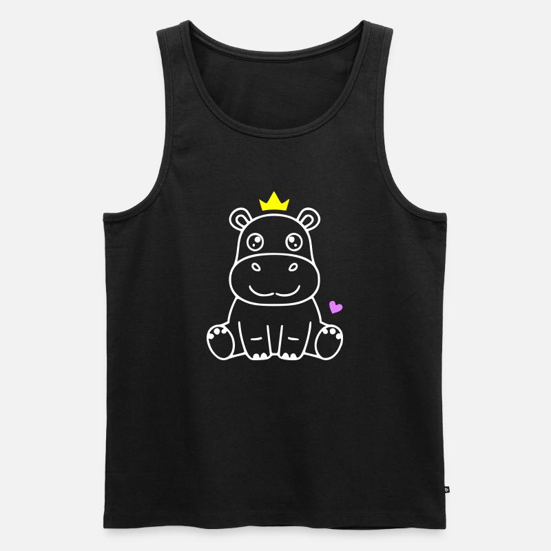 Nilpferd mit Krone Prinz Prinzessin - Männer Premium Bio Tank Top - Schwarz