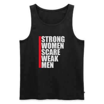 Strong Women Scare Weak Men Confident Feminist - Men's Premium Organic Tank Top - black - Front - AI Model Male 178 light (178cm)