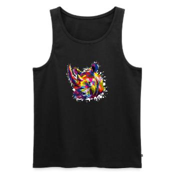 Rhino Pop Art Animal - Men's Premium Organic Tank Top - black - Front - AI Model Male 178 light (178cm)
