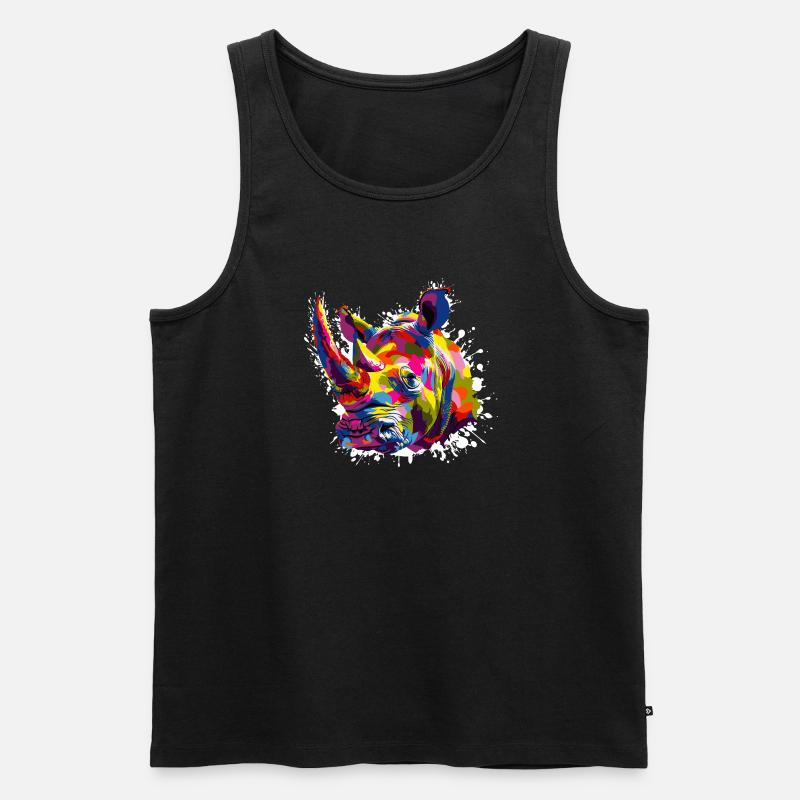 Nashorn Pop Art Tier - Männer Premium Bio Tank Top - Schwarz