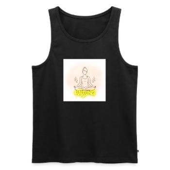 Posture Meditation Illustration - Men's Premium Organic Tank Top - black - Front - AI Model Male 178 light (178cm)