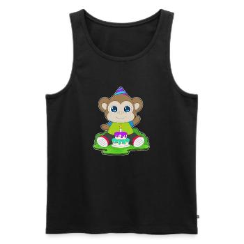 Gâteau d’anniversaire singe - Débardeur bio Premium Homme - noir - Devant - Michal (187cm)