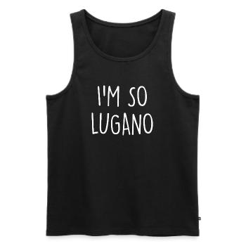 Lugano Switzerland Schweiz - Men's Premium Organic Tank Top - black - Front - AI Model Male 178 light (178cm)