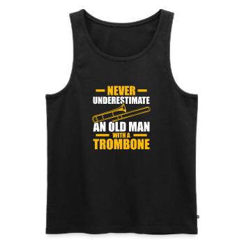 Vieil homme avec un tromboniste tromboniste - Débardeur bio Premium Homme - noir - Devant - Michal (187cm)