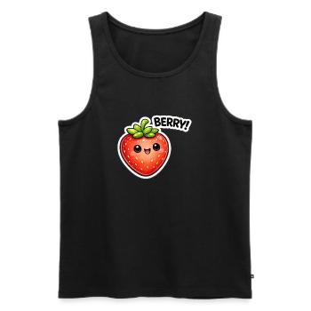 Berry Sticker Kawaii Stil - Männer Premium Bio Tank Top - Schwarz - Vorne - AI Model Male 178 light (178cm)