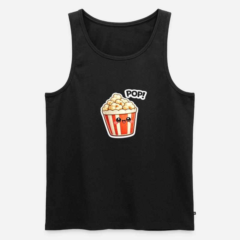 Kawaii Popcorn Lächel-Design - Männer Premium Bio Tank Top - Schwarz