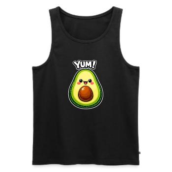 Kawaii Avocado YUM Motif - Men's Premium Organic Tank Top - black - Front - AI Model Male 178 light (178cm)