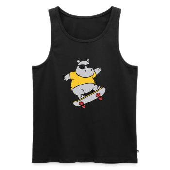 Cooles Nilpferd Skater Skateboard Vektor - Männer Premium Bio Tank Top - Schwarz - Vorne - AI Model Male 178 light (178cm)