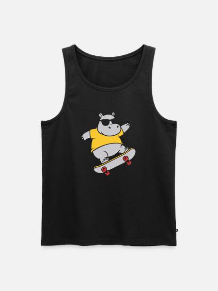 Cool Hippopotamus Skater Skateboard Vector - Men's Premium Organic Tank Top - black