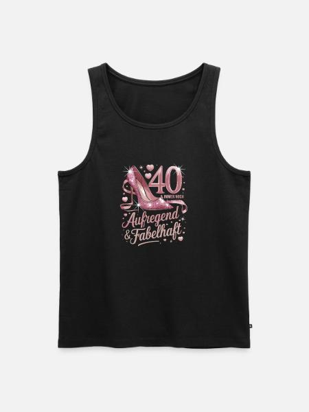 40 & Still Exciting & Fabulous Pink High - Men's Premium Organic Tank Top - black